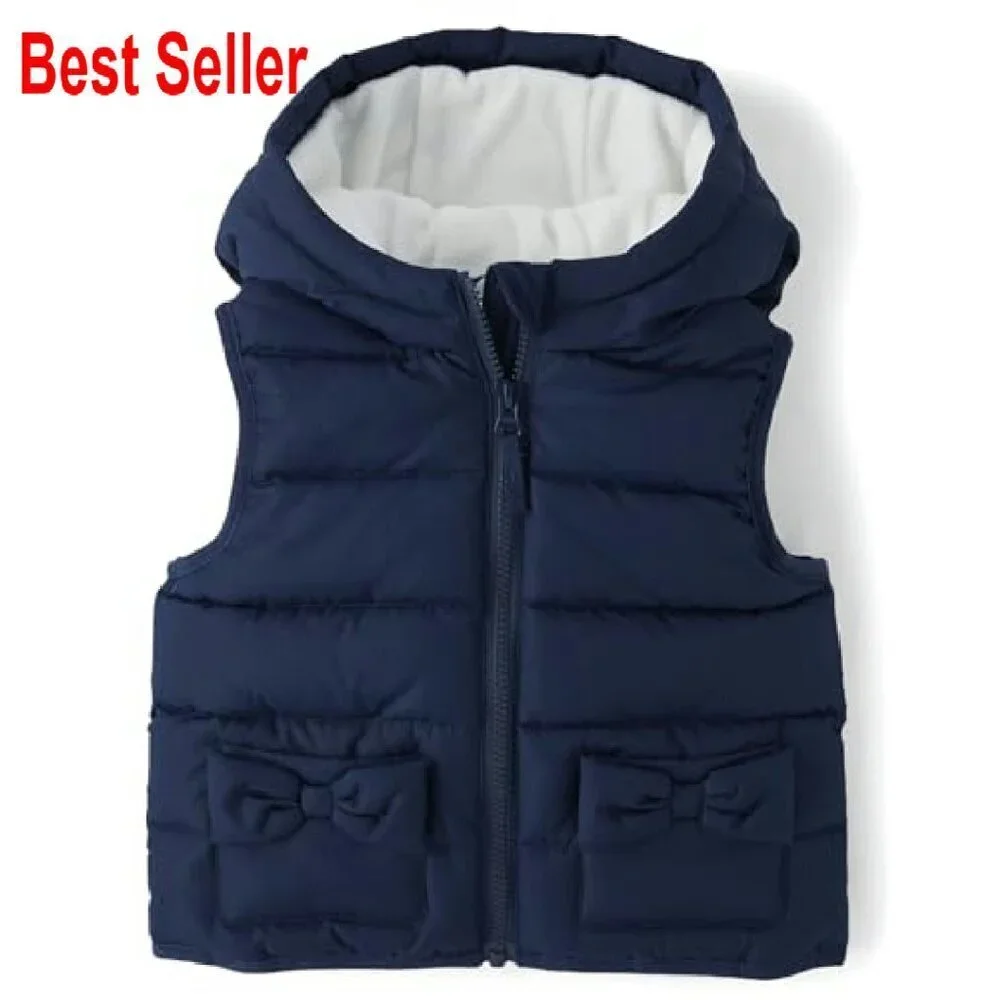Toddler Puffer Vest Water-Resistant Quilted Hooded Sleeveless Classic